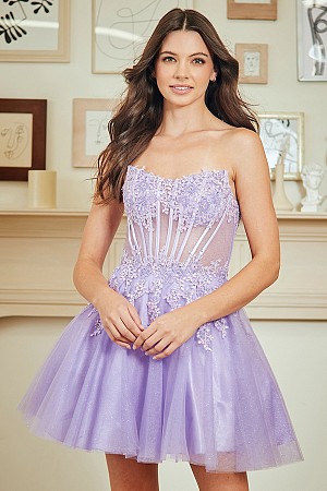 Strapless Boat Neckline Cockta ...